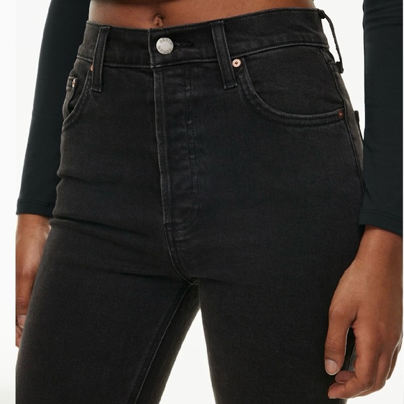 Denim Forum The Yoko High Rise Slim Black Button Fly Jeans - Picture 2 of 14